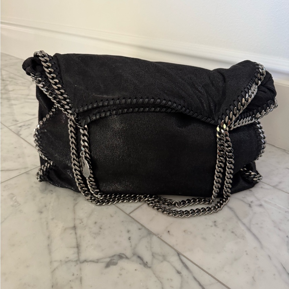 Stella McCartney  Falabella Black Shoulder Bag with Chain Detail